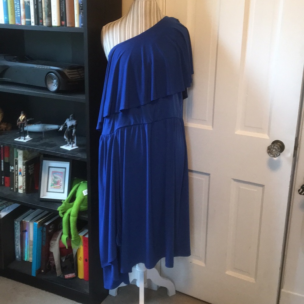 Blue one shoulder dress